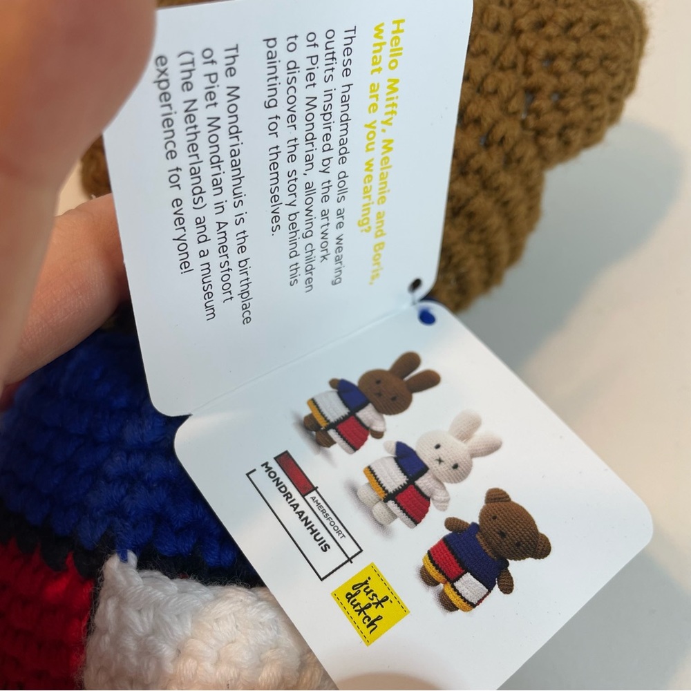 NEW Just Dutch Teddy Bear Piet Mondrian Crocheted Amigurumi Stuffed Toy Handmade - Picture 4 of 9